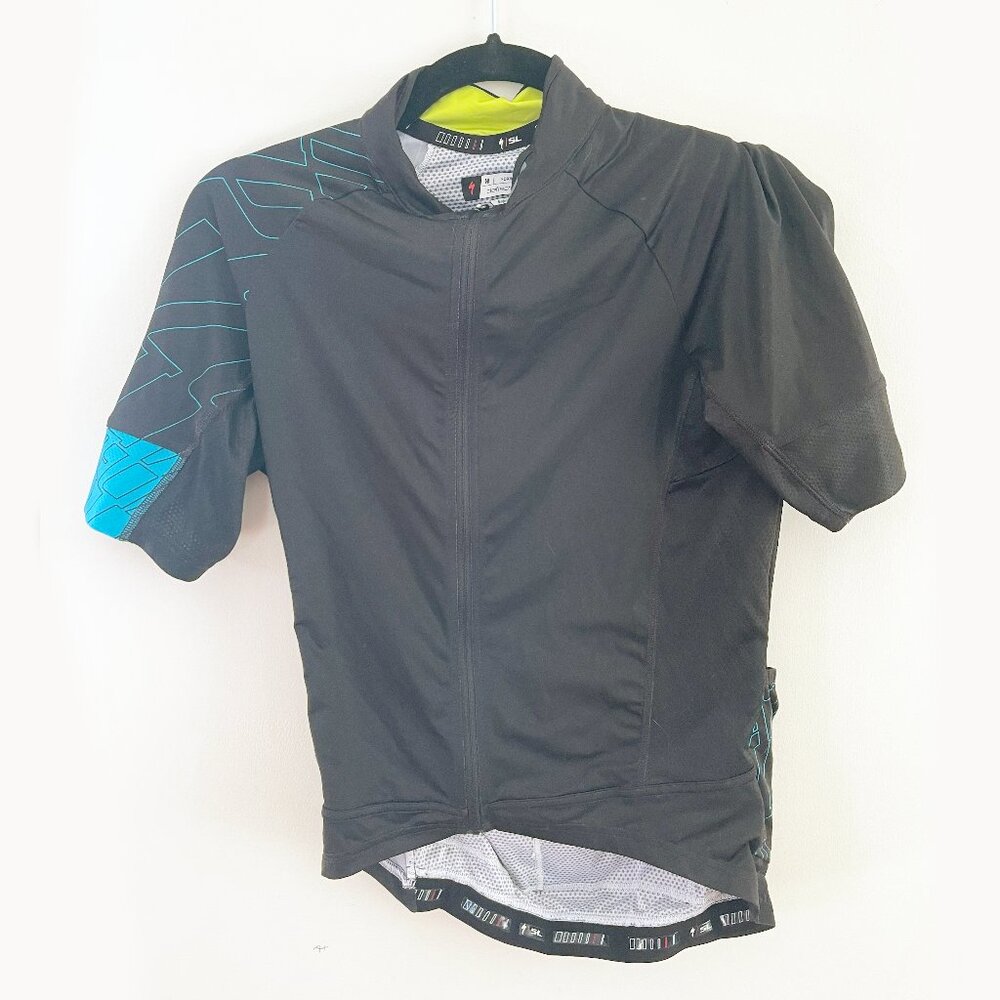 Specialized Form Fit Deflect UV male jersey Medium Black with blue Cycling Poly